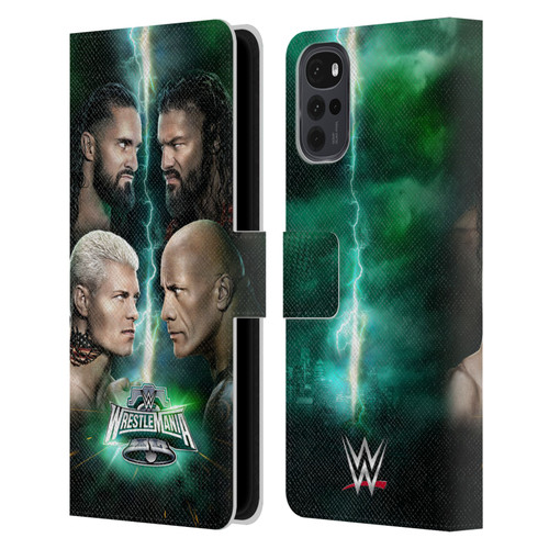 WWE Wrestlemania 40 Key Art Poster Leather Book Wallet Case Cover For Motorola Moto G22