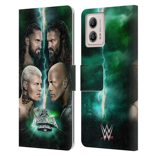 WWE Wrestlemania 40 Key Art Poster Leather Book Wallet Case Cover For Motorola Moto G53 5G