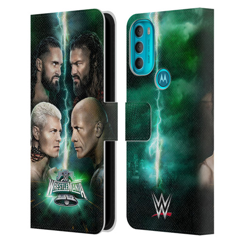 WWE Wrestlemania 40 Key Art Poster Leather Book Wallet Case Cover For Motorola Moto G71 5G