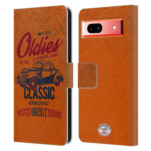 Busted Knuckle Garage Graphics Classic Leather Book Wallet Case Cover For Google Pixel 7a