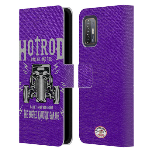 Busted Knuckle Garage Graphics Hot Rod Leather Book Wallet Case Cover For HTC Desire 21 Pro 5G