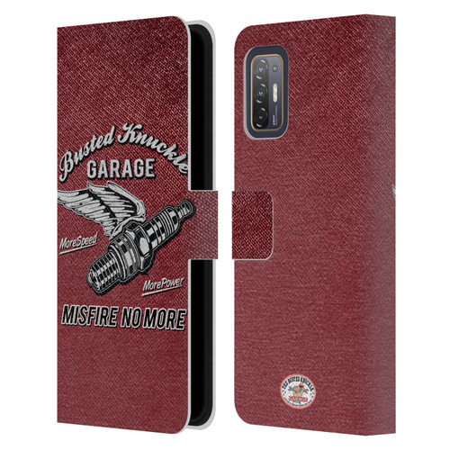 Busted Knuckle Garage Graphics Misfire Leather Book Wallet Case Cover For HTC Desire 21 Pro 5G
