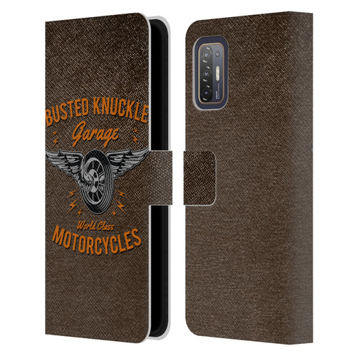Busted Knuckle Garage Graphics Motorcycles Leather Book Wallet Case Cover For HTC Desire 21 Pro 5G