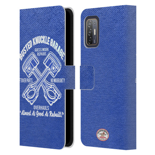Busted Knuckle Garage Graphics Overhauls Leather Book Wallet Case Cover For HTC Desire 21 Pro 5G