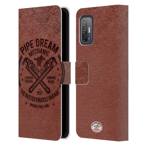 Busted Knuckle Garage Graphics Pipe Dream Leather Book Wallet Case Cover For HTC Desire 21 Pro 5G