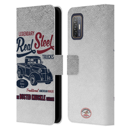 Busted Knuckle Garage Graphics Real Steel Leather Book Wallet Case Cover For HTC Desire 21 Pro 5G