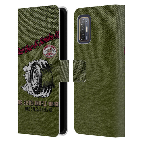Busted Knuckle Garage Graphics Tire Leather Book Wallet Case Cover For HTC Desire 21 Pro 5G