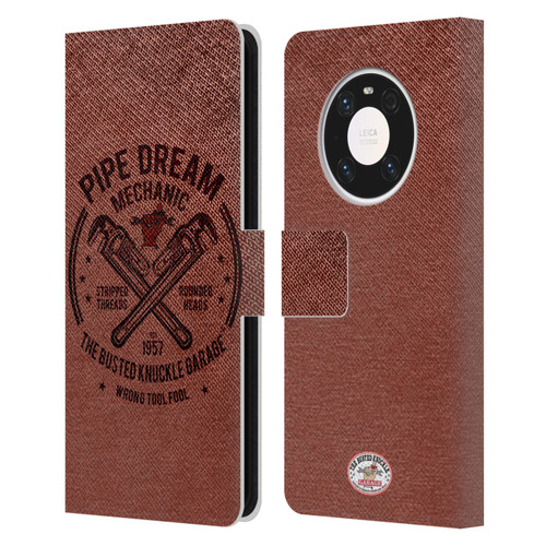 Busted Knuckle Garage Graphics Pipe Dream Leather Book Wallet Case Cover For Huawei Mate 40 Pro 5G