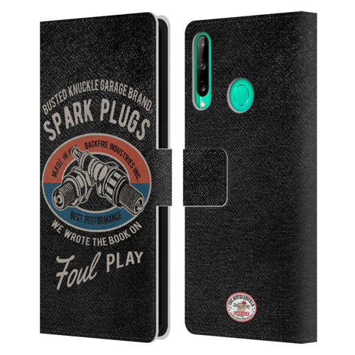 Busted Knuckle Garage Graphics Spark Plugs Leather Book Wallet Case Cover For Huawei P40 lite E