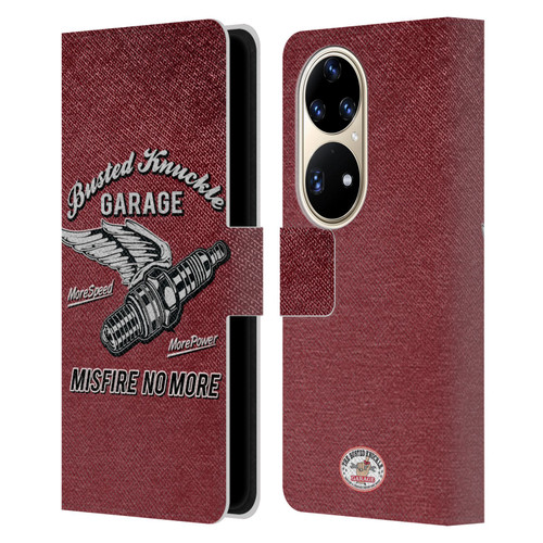 Busted Knuckle Garage Graphics Misfire Leather Book Wallet Case Cover For Huawei P50 Pro