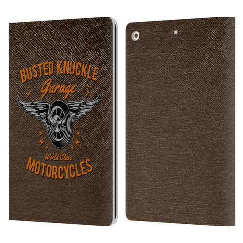 Busted Knuckle Garage Graphics Motorcycles Leather Book Wallet Case Cover For Apple iPad 10.2 2019/2020/2021
