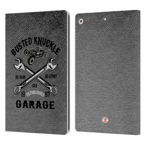 Busted Knuckle Garage Graphics No Scar Leather Book Wallet Case Cover For Apple iPad 10.2 2019/2020/2021