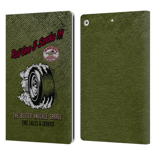 Busted Knuckle Garage Graphics Tire Leather Book Wallet Case Cover For Apple iPad 10.2 2019/2020/2021