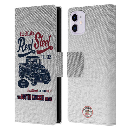 Busted Knuckle Garage Graphics Real Steel Leather Book Wallet Case Cover For Apple iPhone 11
