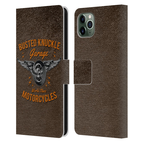 Busted Knuckle Garage Graphics Motorcycles Leather Book Wallet Case Cover For Apple iPhone 11 Pro Max