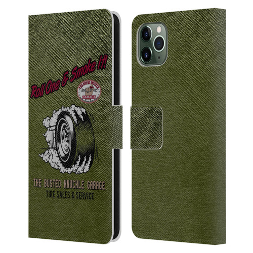 Busted Knuckle Garage Graphics Tire Leather Book Wallet Case Cover For Apple iPhone 11 Pro Max