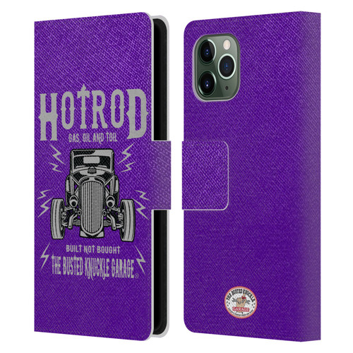 Busted Knuckle Garage Graphics Hot Rod Leather Book Wallet Case Cover For Apple iPhone 11 Pro