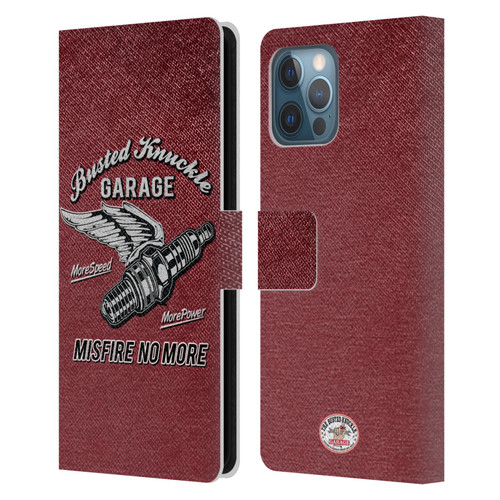 Busted Knuckle Garage Graphics Misfire Leather Book Wallet Case Cover For Apple iPhone 12 Pro Max