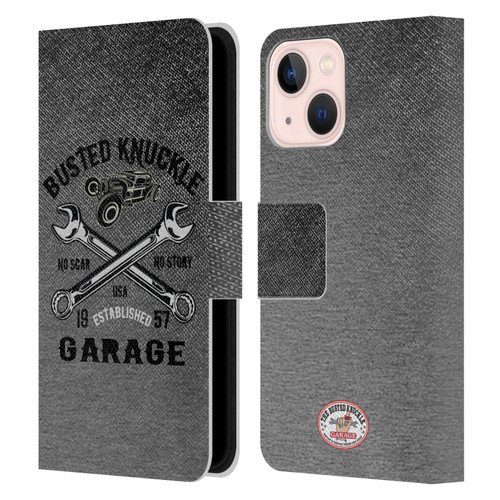 Busted Knuckle Garage Graphics No Scar Leather Book Wallet Case Cover For Apple iPhone 13 Mini