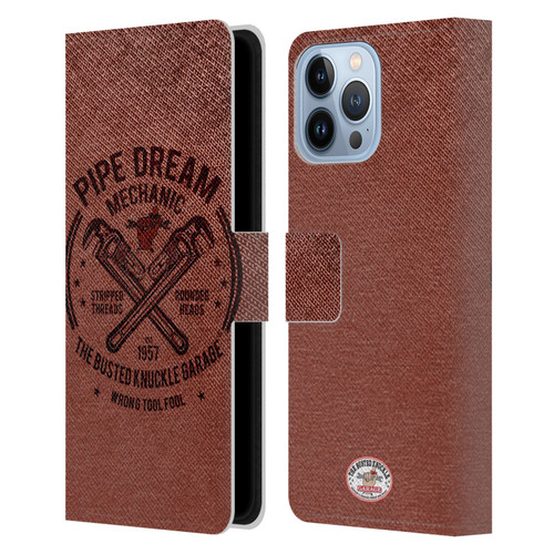 Busted Knuckle Garage Graphics Pipe Dream Leather Book Wallet Case Cover For Apple iPhone 13 Pro Max