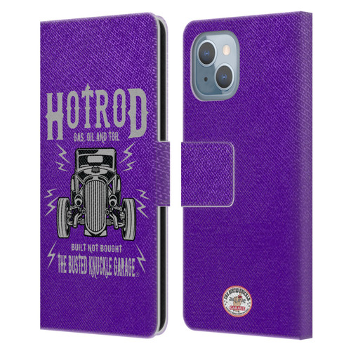 Busted Knuckle Garage Graphics Hot Rod Leather Book Wallet Case Cover For Apple iPhone 14