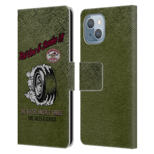 Busted Knuckle Garage Graphics Tire Leather Book Wallet Case Cover For Apple iPhone 14