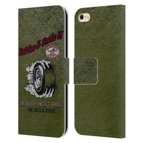 Busted Knuckle Garage Graphics Tire Leather Book Wallet Case Cover For Apple iPhone 6 / iPhone 6s