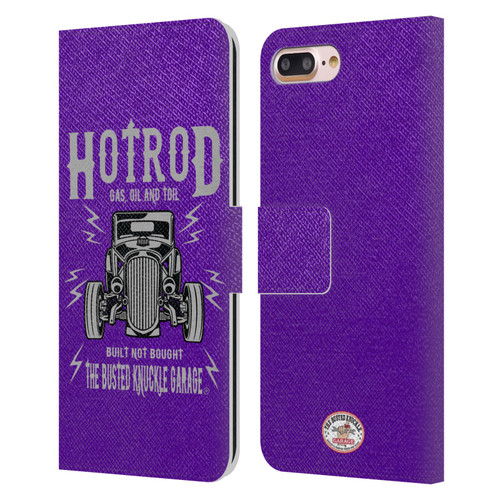 Busted Knuckle Garage Graphics Hot Rod Leather Book Wallet Case Cover For Apple iPhone 7 Plus / iPhone 8 Plus