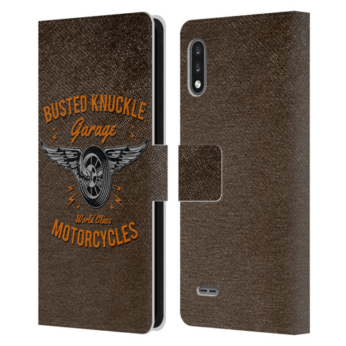 Busted Knuckle Garage Graphics Motorcycles Leather Book Wallet Case Cover For LG K22