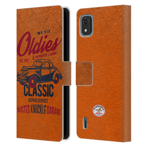 Busted Knuckle Garage Graphics Classic Leather Book Wallet Case Cover For Nokia C2 2nd Edition