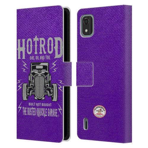 Busted Knuckle Garage Graphics Hot Rod Leather Book Wallet Case Cover For Nokia C2 2nd Edition