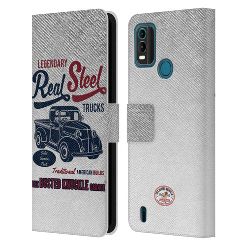 Busted Knuckle Garage Graphics Real Steel Leather Book Wallet Case Cover For Nokia G11 Plus