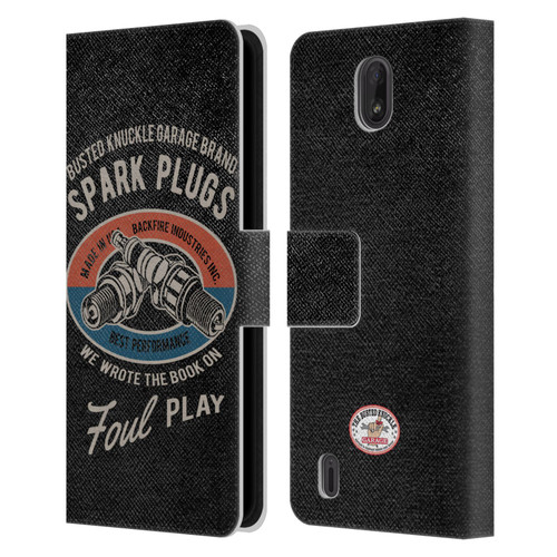 Busted Knuckle Garage Graphics Spark Plugs Leather Book Wallet Case Cover For Nokia C01 Plus/C1 2nd Edition