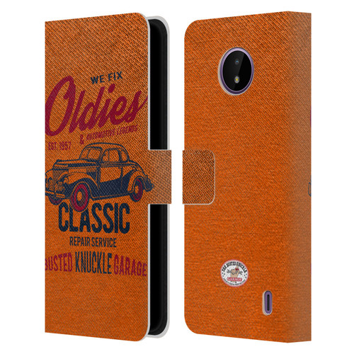 Busted Knuckle Garage Graphics Classic Leather Book Wallet Case Cover For Nokia C10 / C20