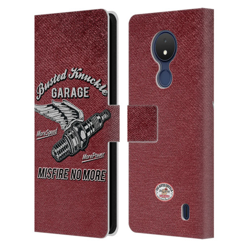 Busted Knuckle Garage Graphics Misfire Leather Book Wallet Case Cover For Nokia C21
