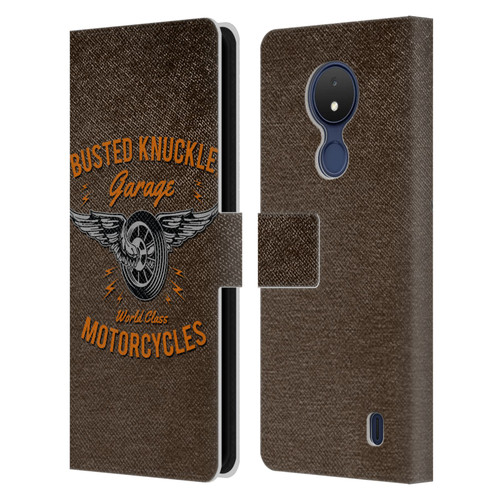 Busted Knuckle Garage Graphics Motorcycles Leather Book Wallet Case Cover For Nokia C21