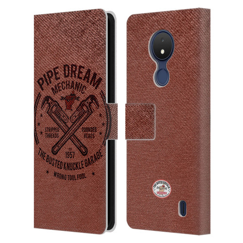 Busted Knuckle Garage Graphics Pipe Dream Leather Book Wallet Case Cover For Nokia C21