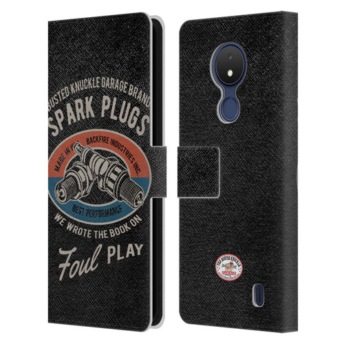 Busted Knuckle Garage Graphics Spark Plugs Leather Book Wallet Case Cover For Nokia C21