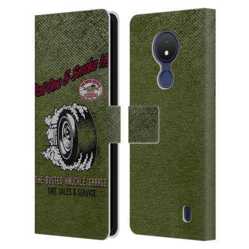 Busted Knuckle Garage Graphics Tire Leather Book Wallet Case Cover For Nokia C21
