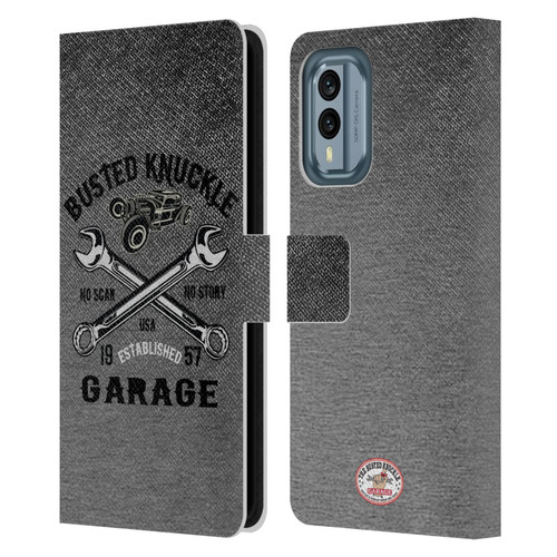 Busted Knuckle Garage Graphics No Scar Leather Book Wallet Case Cover For Nokia X30