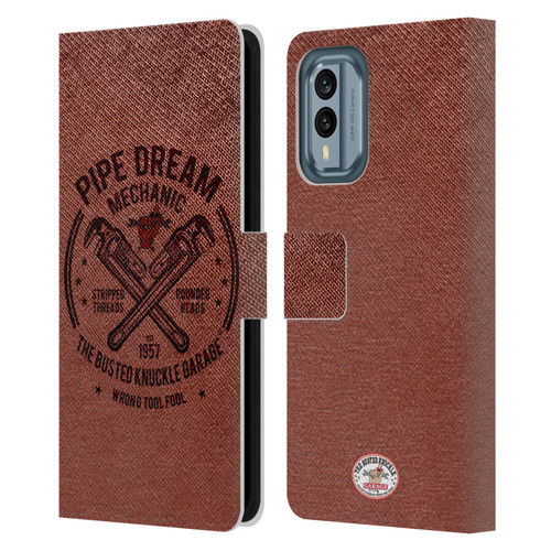 Busted Knuckle Garage Graphics Pipe Dream Leather Book Wallet Case Cover For Nokia X30