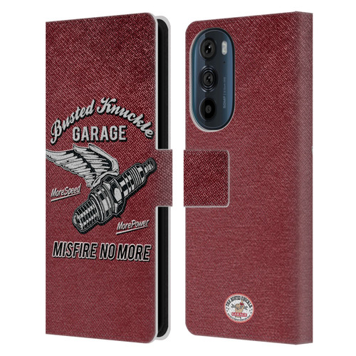 Busted Knuckle Garage Graphics Misfire Leather Book Wallet Case Cover For Motorola Edge 30