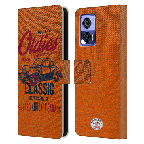 Busted Knuckle Garage Graphics Classic Leather Book Wallet Case Cover For Motorola Edge 30 Neo 5G