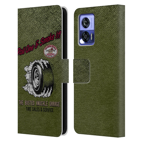 Busted Knuckle Garage Graphics Tire Leather Book Wallet Case Cover For Motorola Edge 30 Neo 5G
