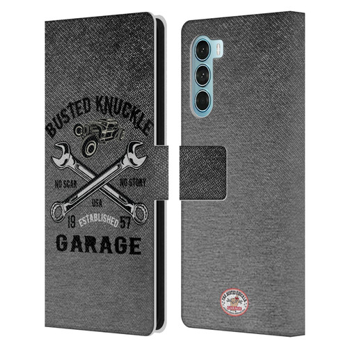 Busted Knuckle Garage Graphics No Scar Leather Book Wallet Case Cover For Motorola Edge S30 / Moto G200 5G