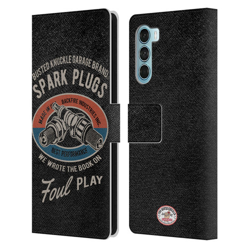 Busted Knuckle Garage Graphics Spark Plugs Leather Book Wallet Case Cover For Motorola Edge S30 / Moto G200 5G