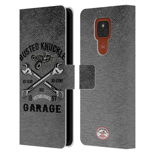 Busted Knuckle Garage Graphics No Scar Leather Book Wallet Case Cover For Motorola Moto E7 Plus
