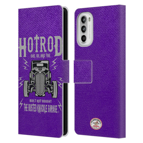 Busted Knuckle Garage Graphics Hot Rod Leather Book Wallet Case Cover For Motorola Moto G52