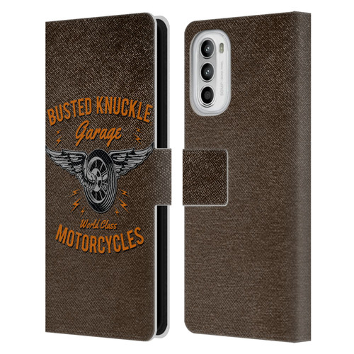 Busted Knuckle Garage Graphics Motorcycles Leather Book Wallet Case Cover For Motorola Moto G52