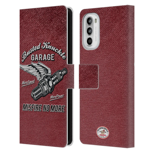 Busted Knuckle Garage Graphics Misfire Leather Book Wallet Case Cover For Motorola Moto G52